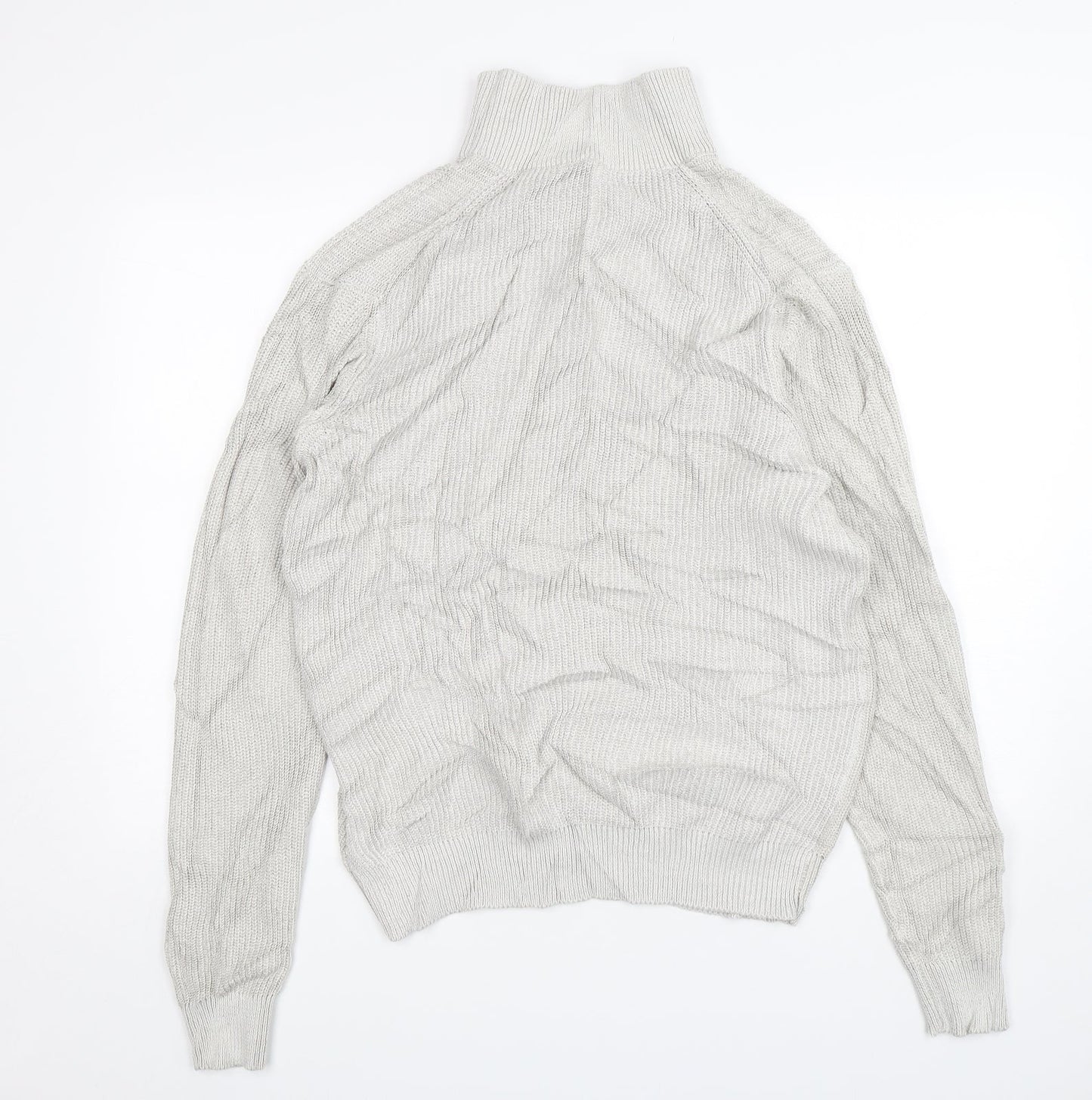 F&F Mens Grey Mock Neck  Acrylic Pullover Jumper Size M