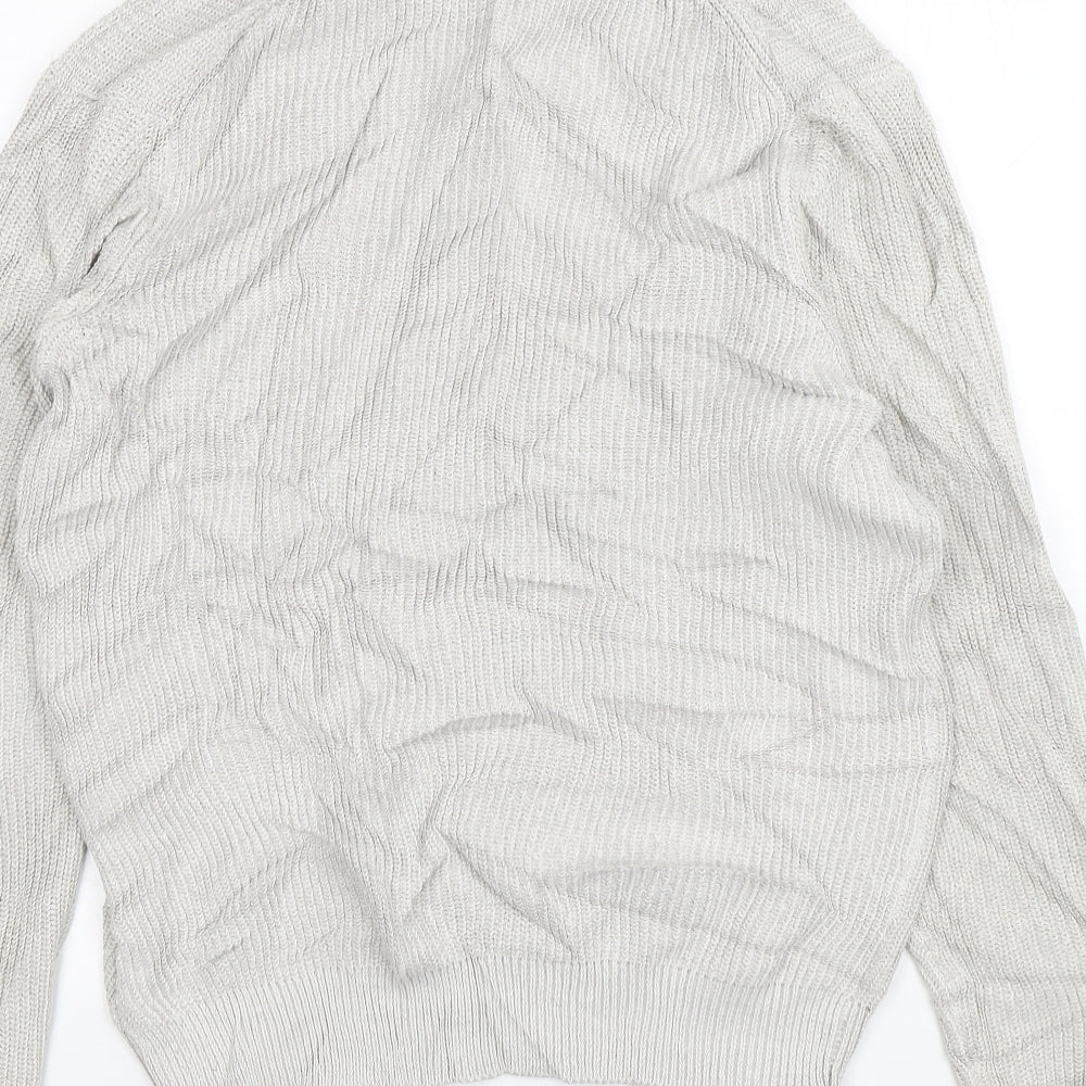 F&F Mens Grey Mock Neck  Acrylic Pullover Jumper Size M