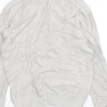 F&F Mens Grey Mock Neck  Acrylic Pullover Jumper Size M