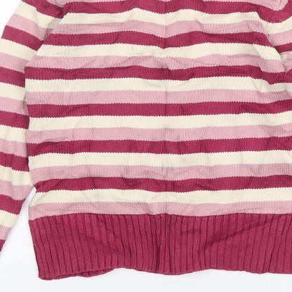 Cherokee  Womens Multicoloured V-Neck Striped Cotton Pullover Jumper Size 10