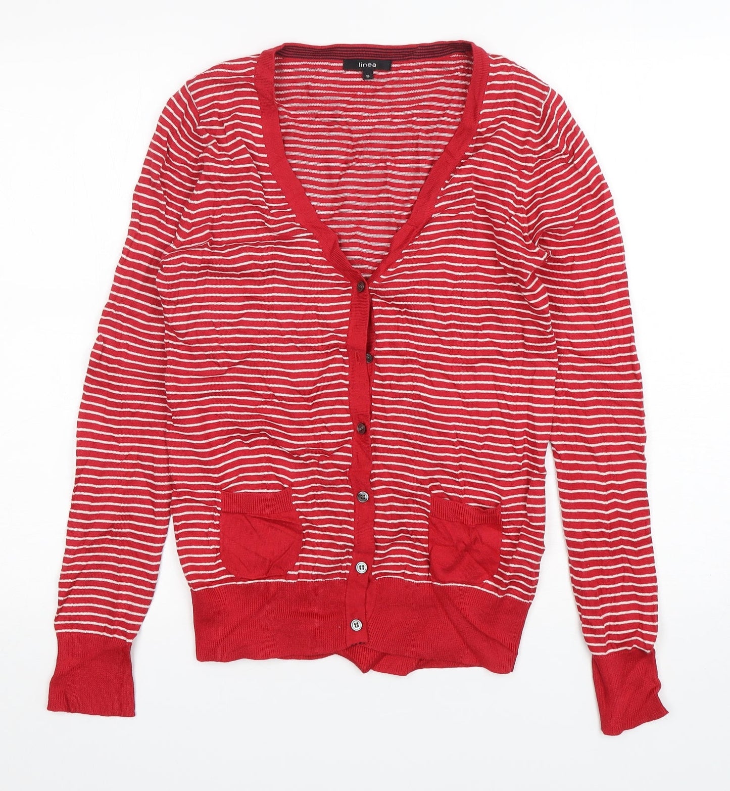 Womens UK Size S Linea Red Cardigan Jumper