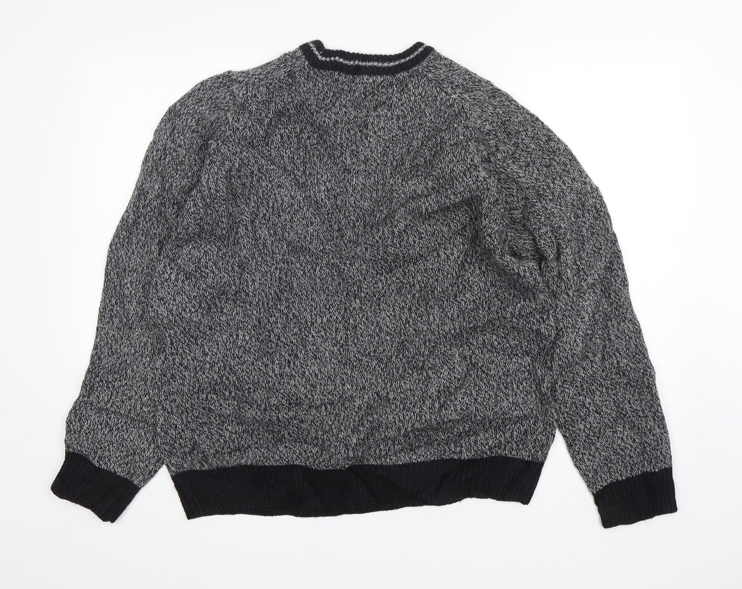 Trait  Mens Grey Round Neck  Acrylic Pullover Jumper Size L