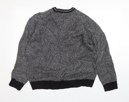 Trait  Mens Grey Round Neck  Acrylic Pullover Jumper Size L