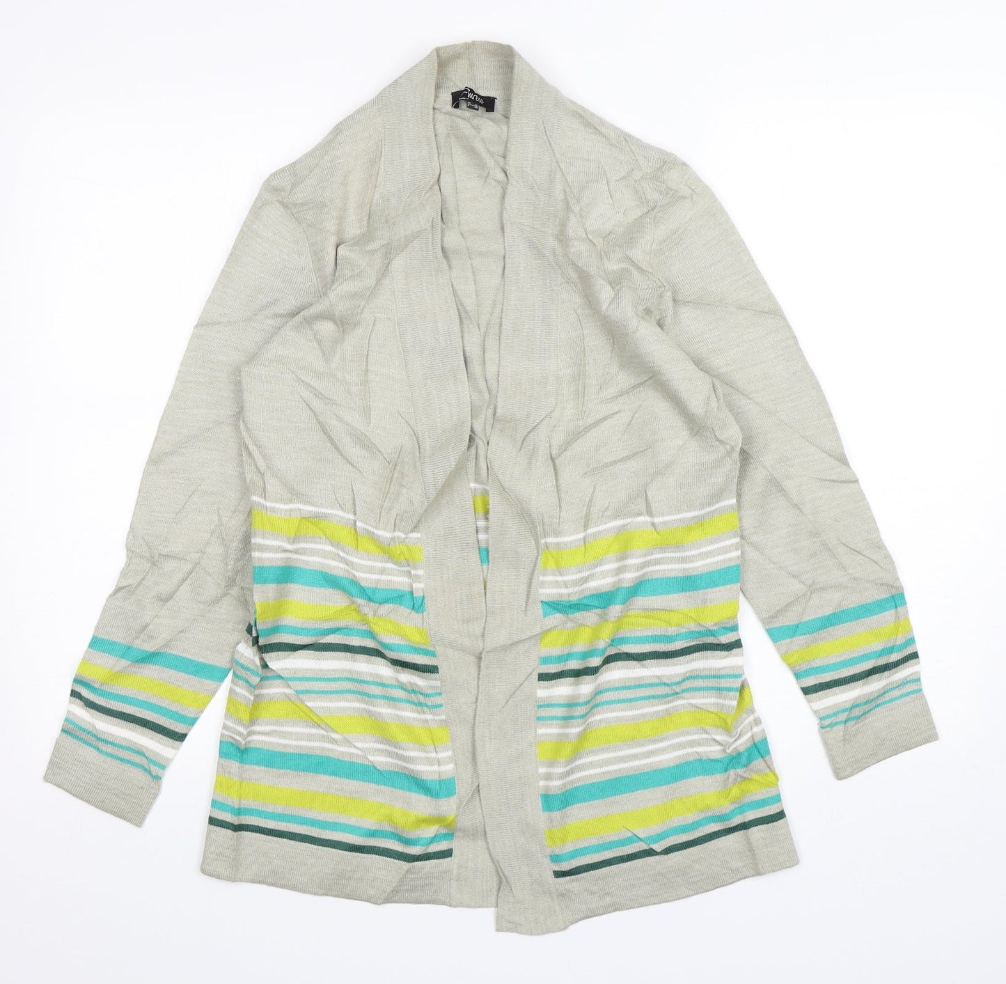 Emerco Womens Multicoloured V-Neck Striped Acrylic Cardigan Jumper Size 10
