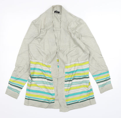 Emerco Womens Multicoloured V-Neck Striped Acrylic Cardigan Jumper Size 10