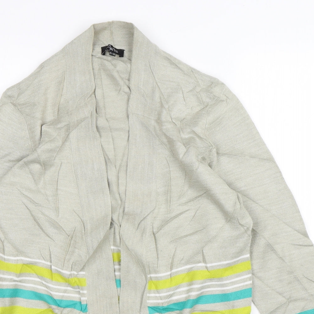 Emerco Womens Multicoloured V-Neck Striped Acrylic Cardigan Jumper Size 10