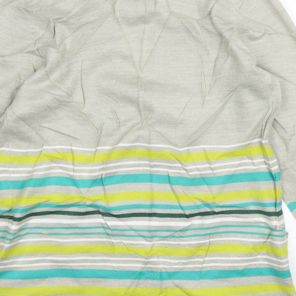 Emerco Womens Multicoloured V-Neck Striped Acrylic Cardigan Jumper Size 10