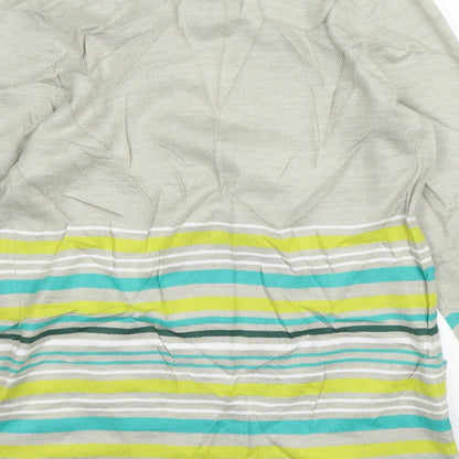 Emerco Womens Multicoloured V-Neck Striped Acrylic Cardigan Jumper Size 10