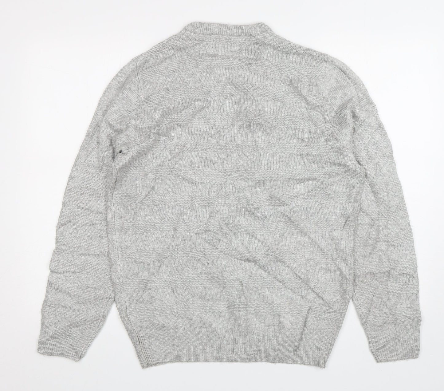 M&S Mens Grey Round Neck  Acrylic Pullover Jumper Size M