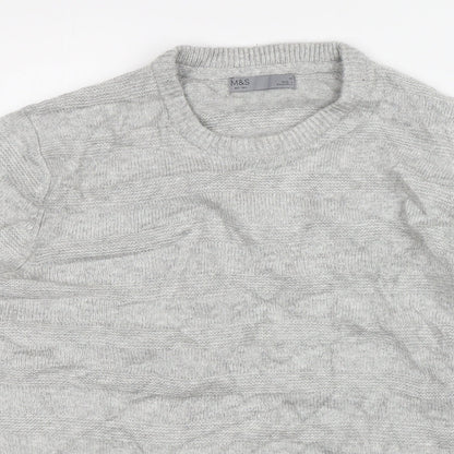 M&S Mens Grey Round Neck  Acrylic Pullover Jumper Size M