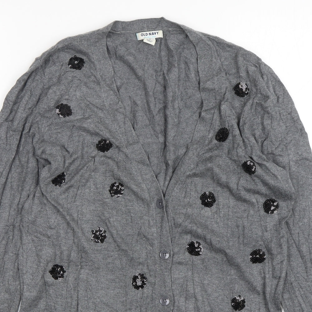Womens UK Size M Old Navy Grey Cardigan Jumper