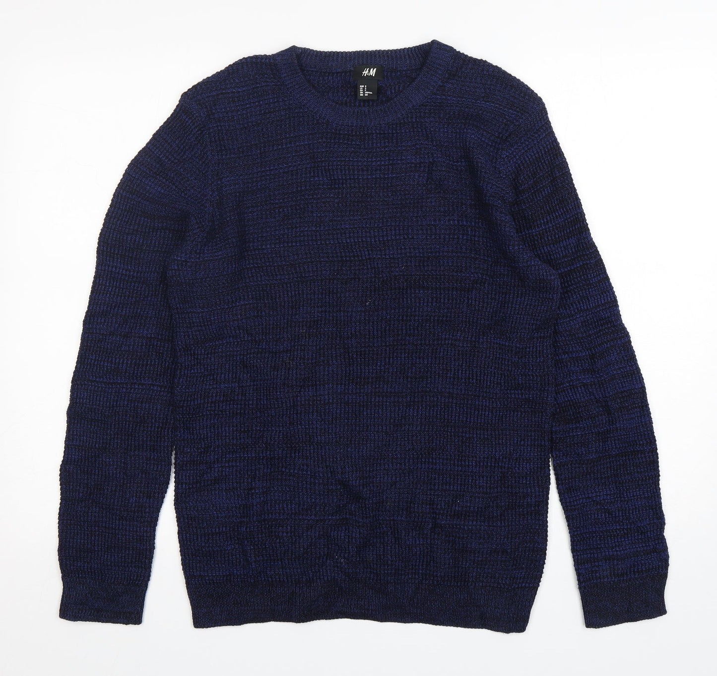 H&M Mens Blue Round Neck  Acrylic Pullover Jumper Size S