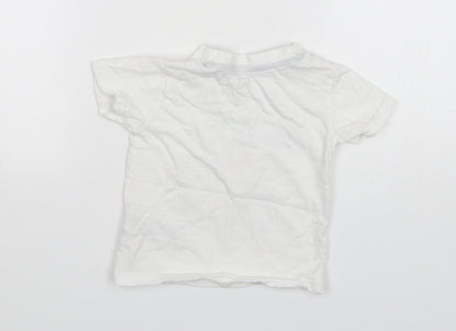 Primark Boys White  Cotton Basic T-Shirt Size 12-18 Months Round Neck