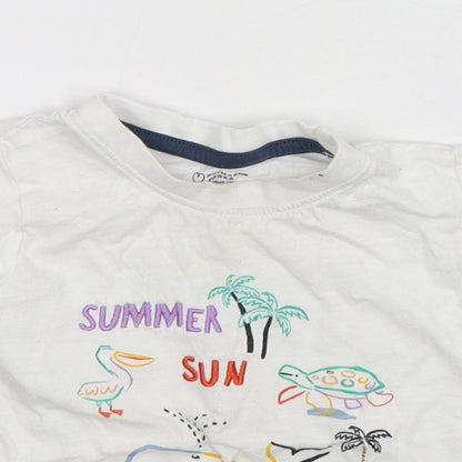 Primark Boys White  Cotton Basic T-Shirt Size 12-18 Months Round Neck