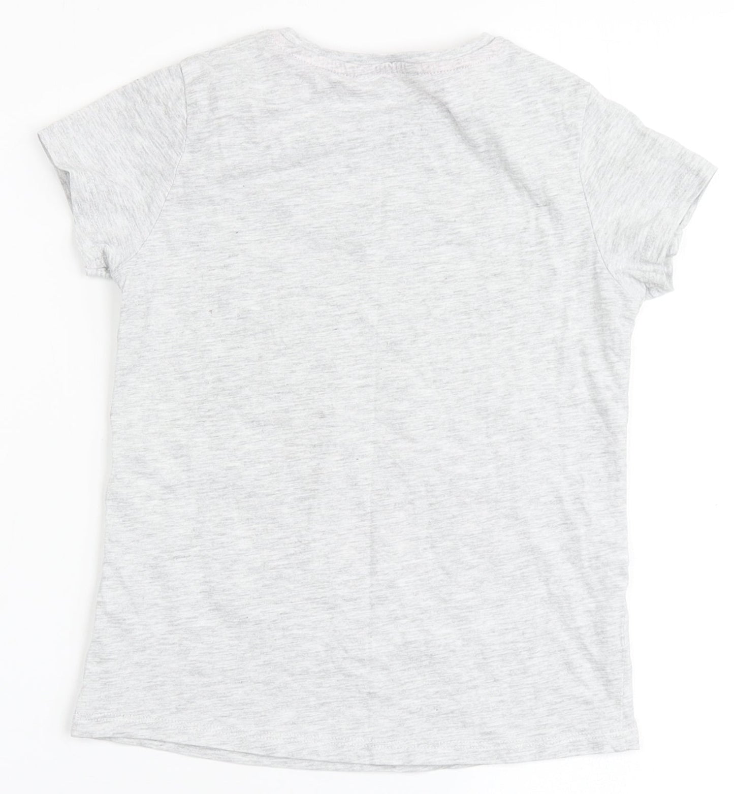 PEP & CO Girls Grey  Cotton Basic T-Shirt Size 7-8 Years Round Neck  - All about having fun
