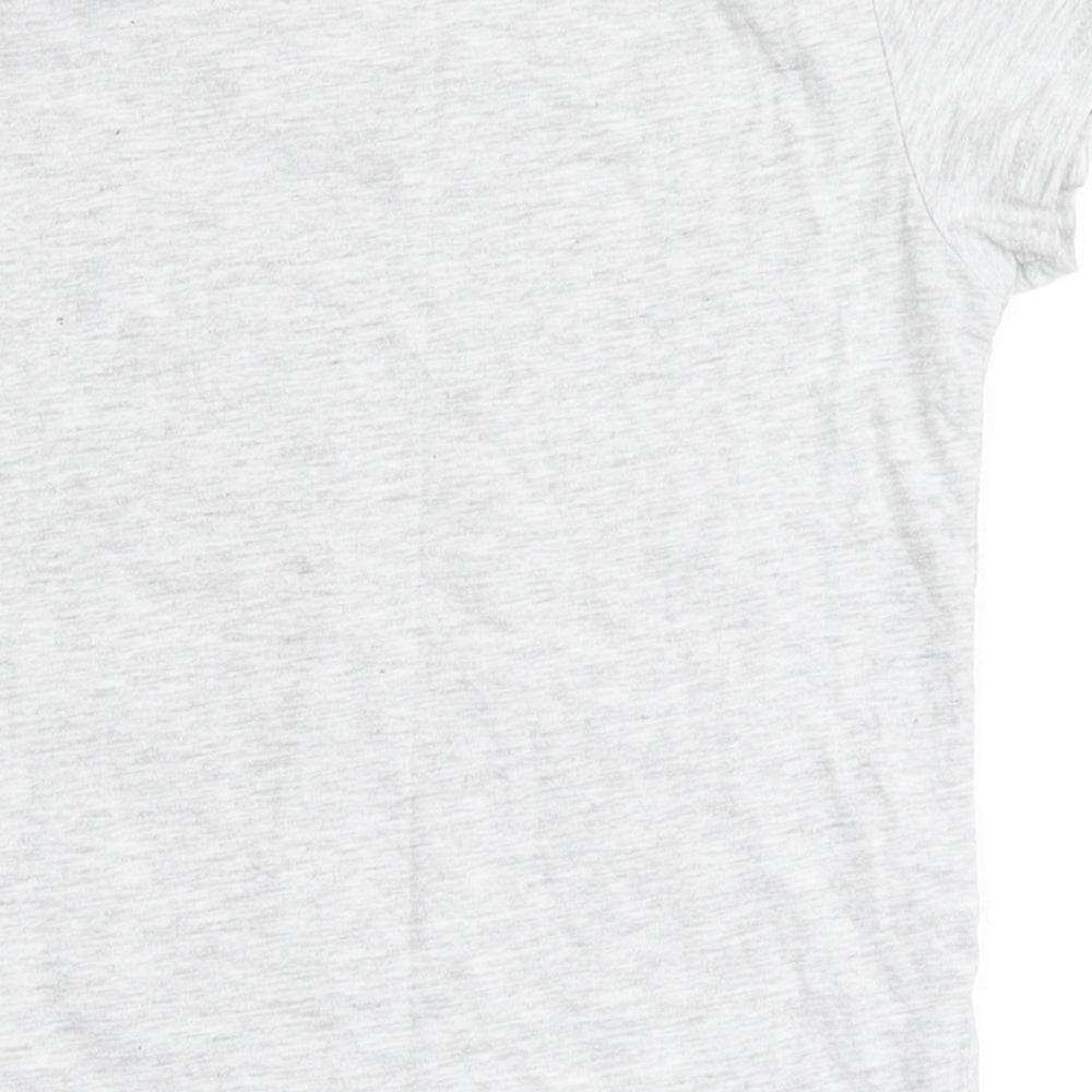 PEP & CO Girls Grey  Cotton Basic T-Shirt Size 7-8 Years Round Neck  - All about having fun