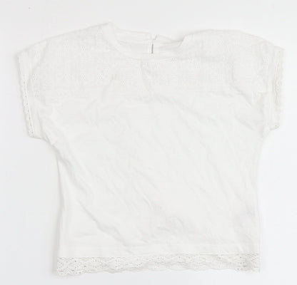 Dunnes Stores Girls White  100% Cotton Basic T-Shirt Size 7-8 Years Round Neck