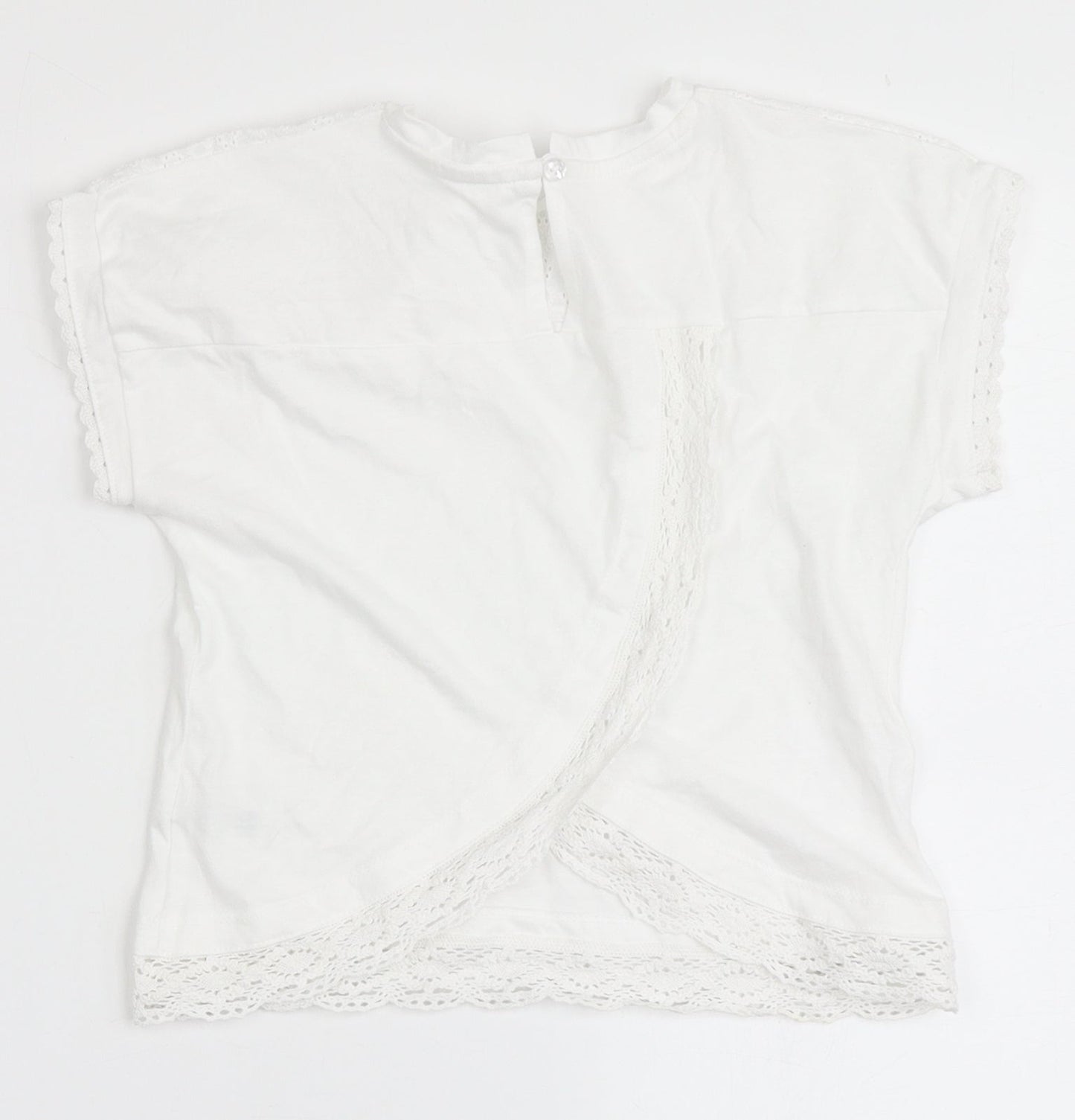 Dunnes Stores Girls White  100% Cotton Basic T-Shirt Size 7-8 Years Round Neck