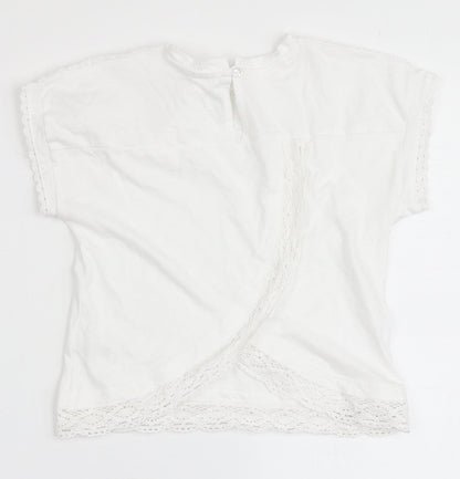 Dunnes Stores Girls White  100% Cotton Basic T-Shirt Size 7-8 Years Round Neck