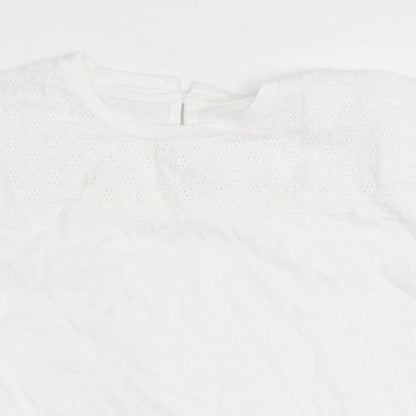 Dunnes Stores Girls White  100% Cotton Basic T-Shirt Size 7-8 Years Round Neck
