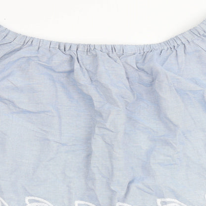 F&F Womens Blue  100% Cotton Basic Blouse Size 8 Off the Shoulder