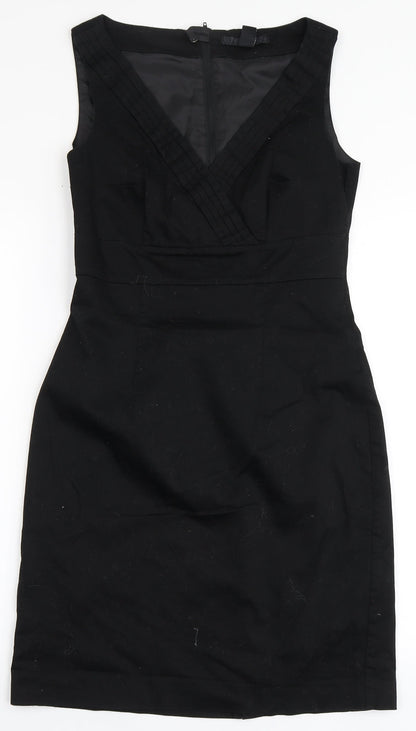H&M Womens Black  Cotton A-Line  Size 8  V-Neck Zip