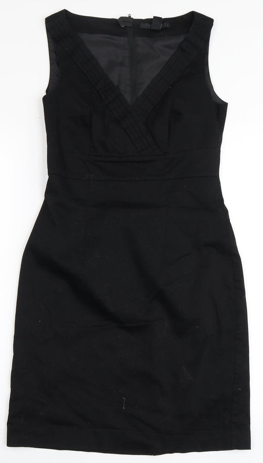 H&M Womens Black  Cotton A-Line  Size 8  V-Neck Zip