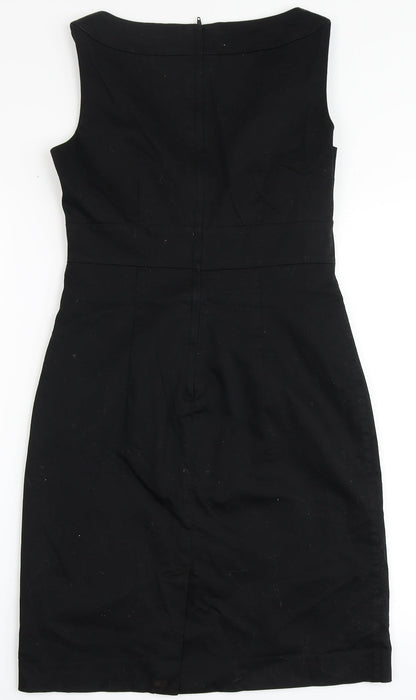 H&M Womens Black  Cotton A-Line  Size 8  V-Neck Zip