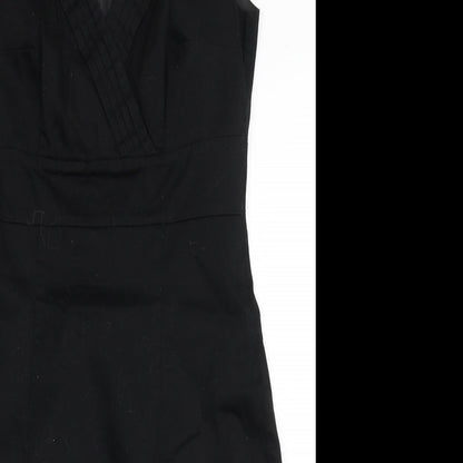 H&M Womens Black  Cotton A-Line  Size 8  V-Neck Zip