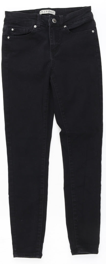 Denim & Co. Womens Black  Cotton Skinny Jeans Size 8 L25 in Regular Zip