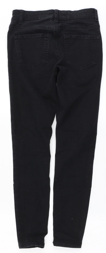 Denim & Co. Womens Black  Cotton Skinny Jeans Size 8 L25 in Regular Zip