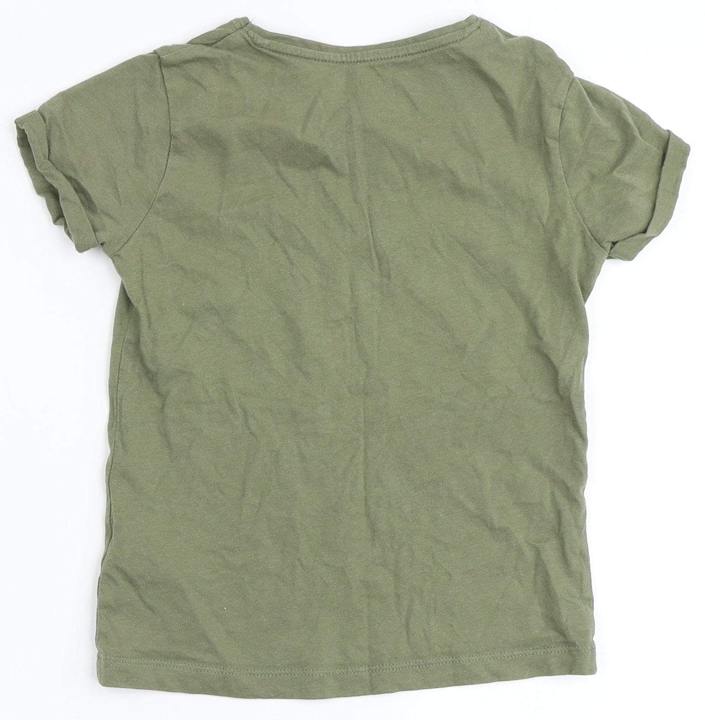 Primark Girls Green  100% Cotton Basic T-Shirt Size 7-8 Years Round Neck  - L'Amour