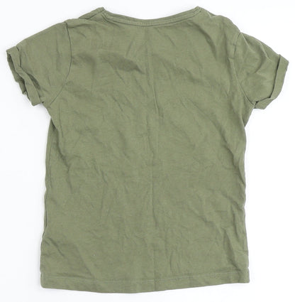 Primark Girls Green  100% Cotton Basic T-Shirt Size 7-8 Years Round Neck  - L'Amour