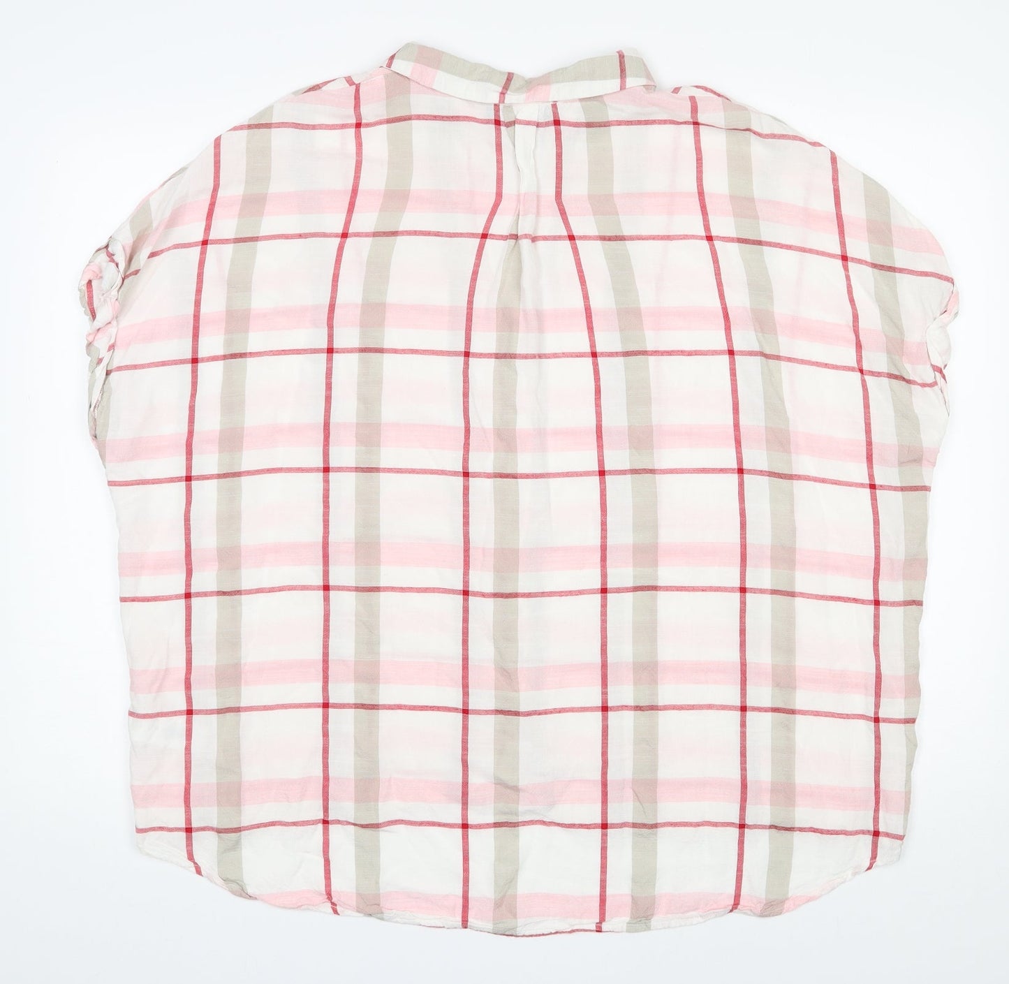 Primark Womens Ivory Check Viscose Basic Button-Up Size 14 Collared
