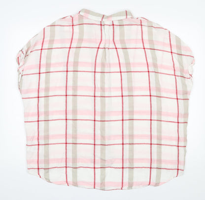 Primark Womens Ivory Check Viscose Basic Button-Up Size 14 Collared