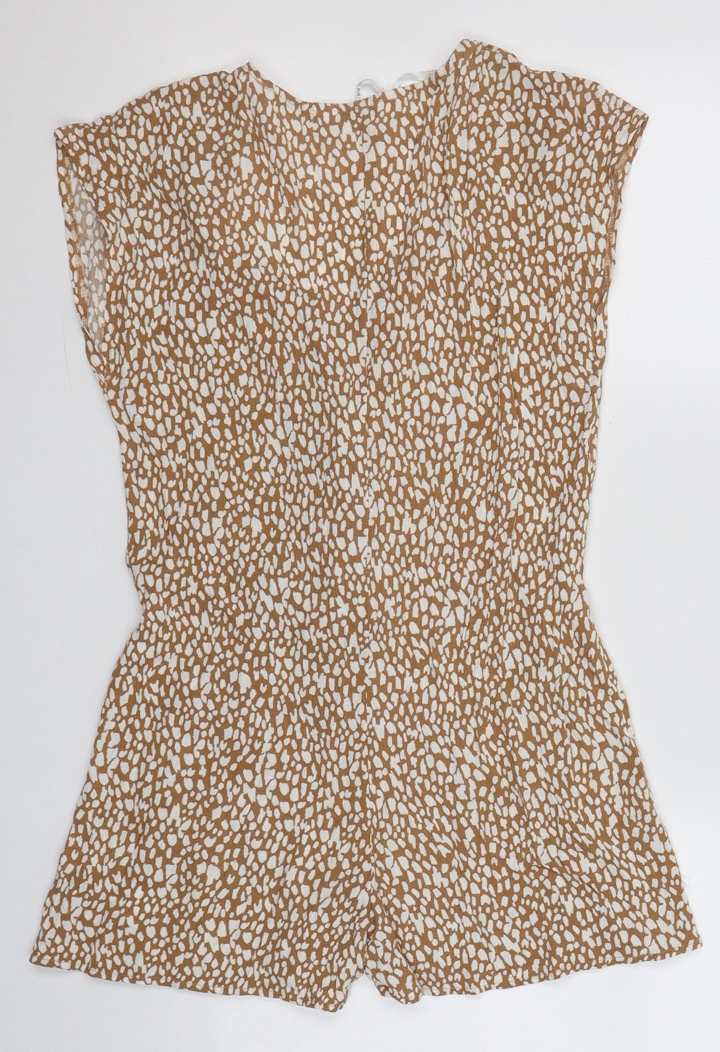 Primark Womens Yellow Spotted Cotton Romper One-Piece Size 8 L3 in Button