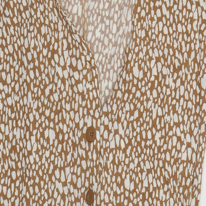 Primark Womens Yellow Spotted Cotton Romper One-Piece Size 8 L3 in Button