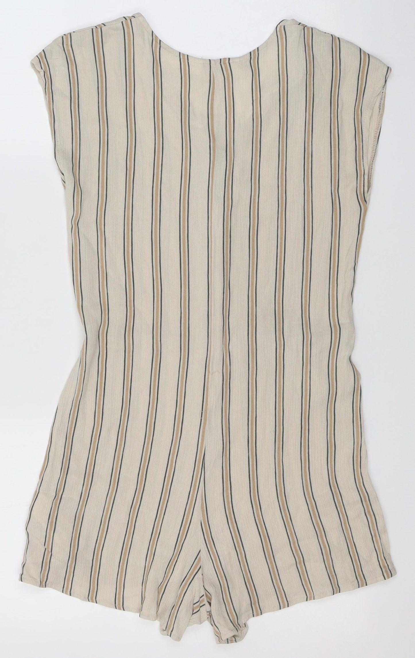 Primark Womens Beige Striped Viscose Playsuit One-Piece Size 6 L3 in