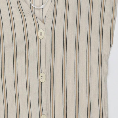 Primark Womens Beige Striped Viscose Playsuit One-Piece Size 6 L3 in