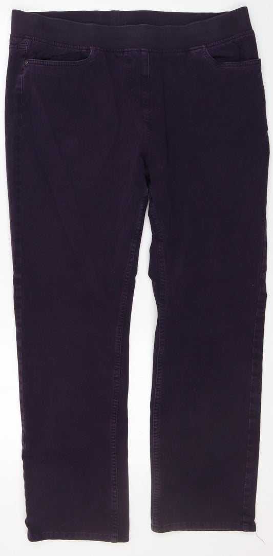Maine Womens Purple  Cotton Straight Jeans Size 16 L27 in Regular Zip