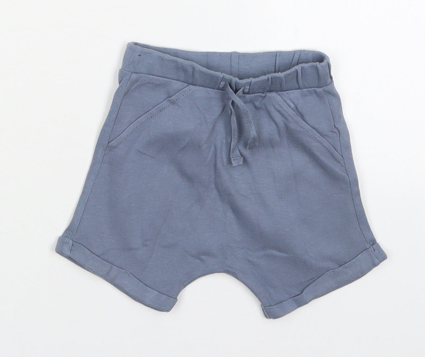George Boys Blue  Cotton Cropped Trousers Size 6-9 Months  Drawstring - Sweat Shorts