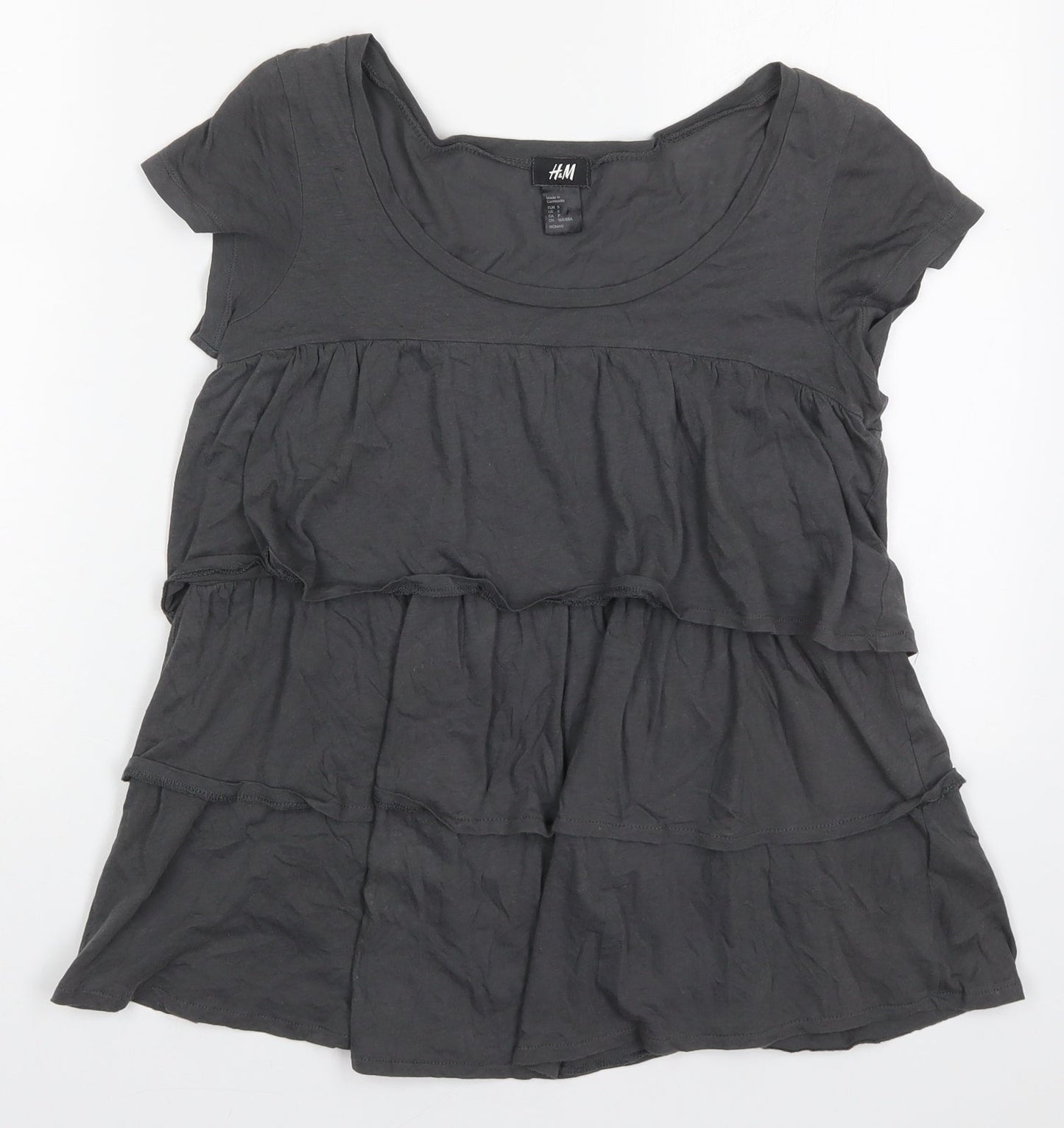 Womens UK Size S H&M Grey Basic T-Shirt
