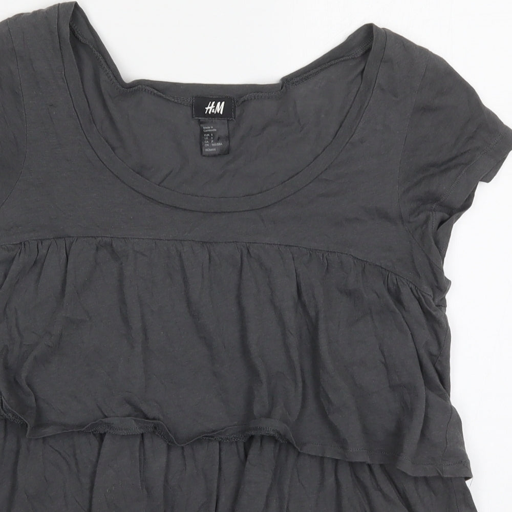 Womens UK Size S H&M Grey Basic T-Shirt