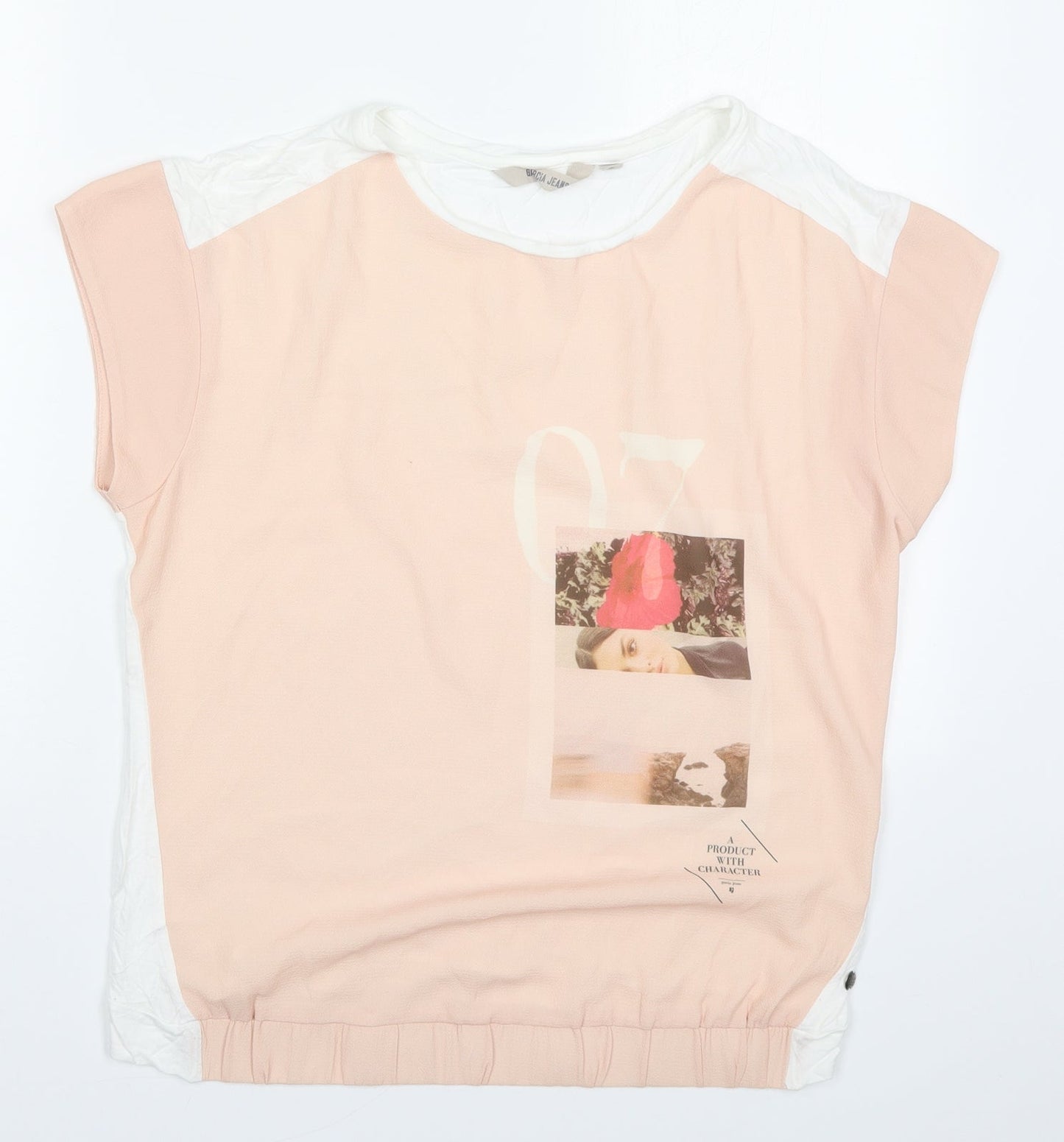 Garcia Jeans Womens Pink  Polyester Basic T-Shirt Size M Round Neck - 07 A Product With Character