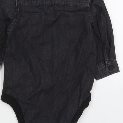 Primark Boys Black  Cotton Babygrow One-Piece Size 3-6 Months  Button