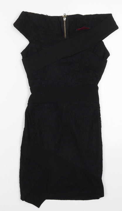 Nikka Womens Black  Polyester Mini  Size 8  Boat Neck Zip