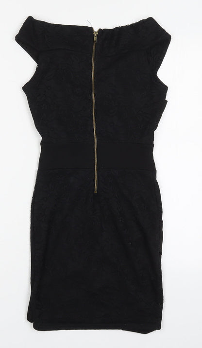 Nikka Womens Black  Polyester Mini  Size 8  Boat Neck Zip