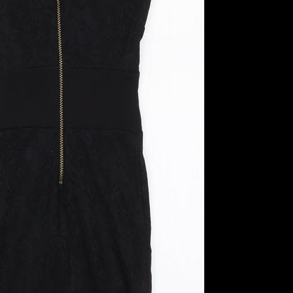 Nikka Womens Black  Polyester Mini  Size 8  Boat Neck Zip