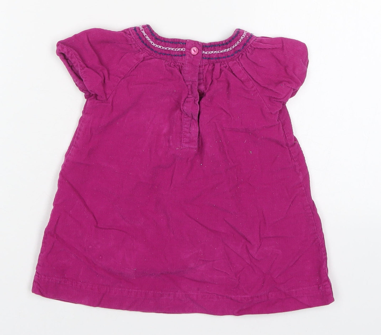 F&F Girls Pink  Cotton Basic T-Shirt Size 9-12 Months Round Neck Button