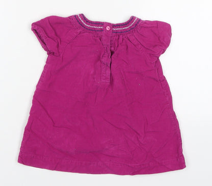 F&F Girls Pink  Cotton Basic T-Shirt Size 9-12 Months Round Neck Button